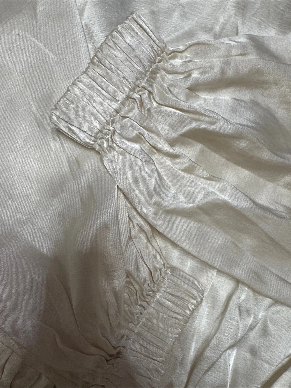 Zara Cream Satin Puff-Sleeve Lounge Top